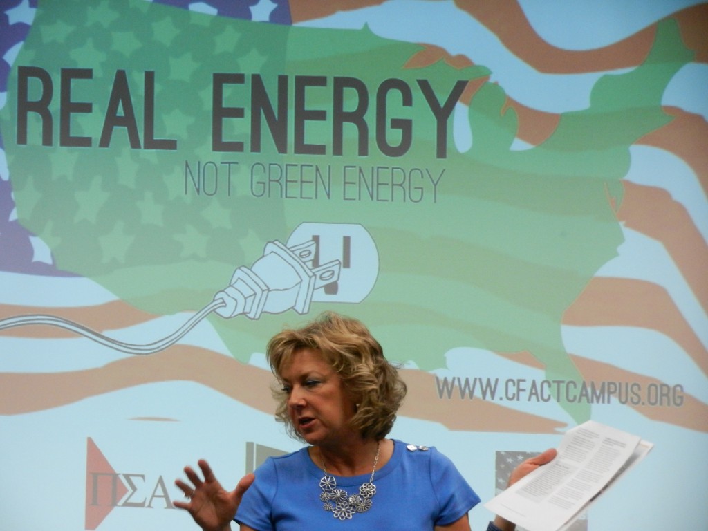 Marita Noon shares some findings from an energy report during the REAL Energy Speaker Series